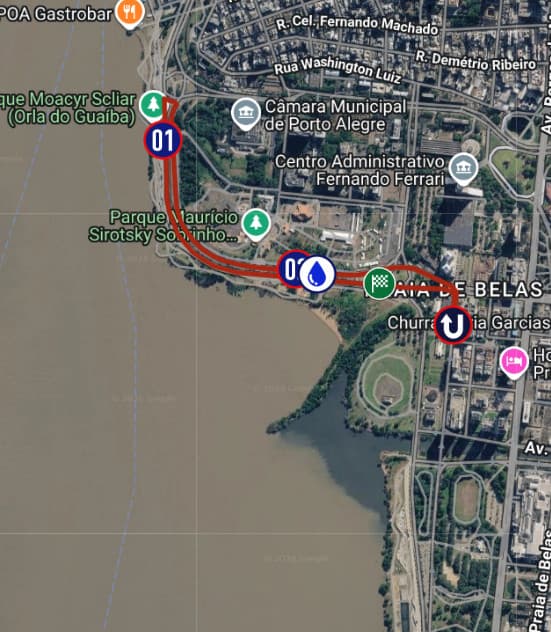 Mapa do percurso de 3km da 3ª etapa do POA Day Run 2026